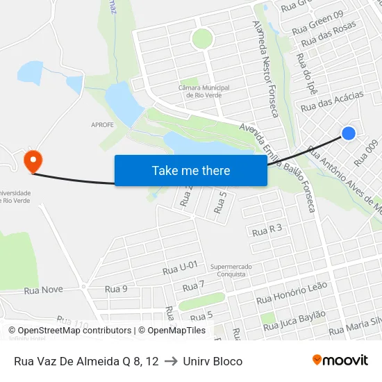 Rua Vaz De Almeida Q 8, 12 to Unirv Bloco map