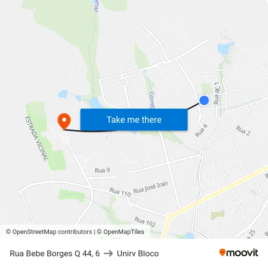 Rua Bebe Borges Q 44, 6 to Unirv Bloco map