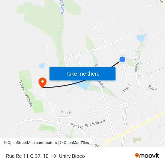 Rua Rc 11 Q 37, 10 to Unirv Bloco map
