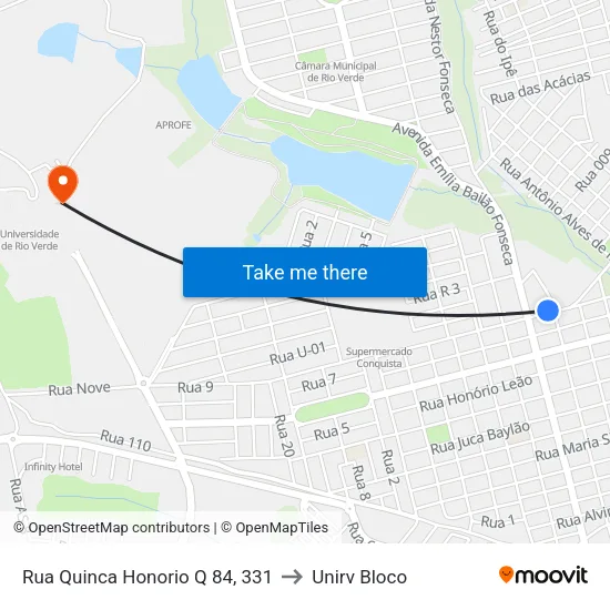 Rua Quinca Honorio Q 84, 331 to Unirv Bloco map