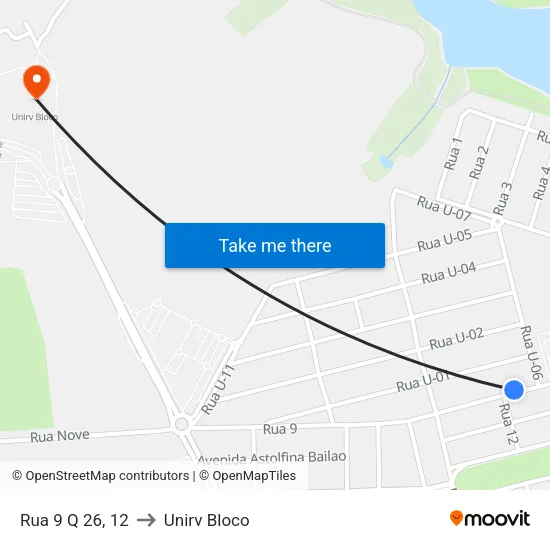 Rua 9 Q 26, 12 to Unirv Bloco map