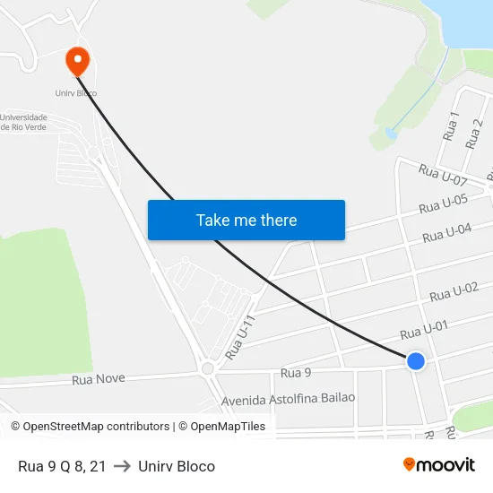 Rua 9 Q 8, 21 to Unirv Bloco map