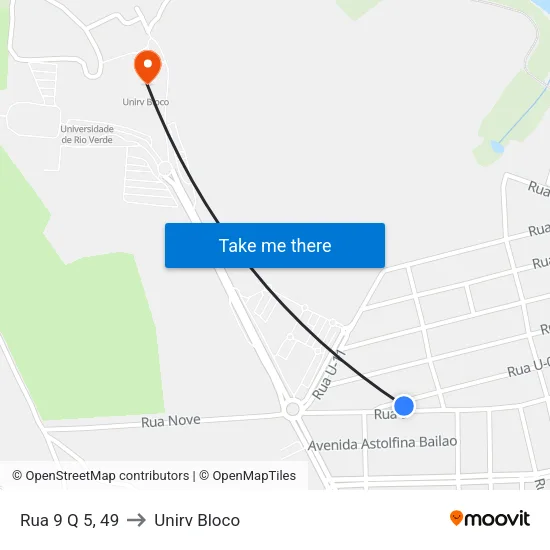 Rua 9 Q 5, 49 to Unirv Bloco map