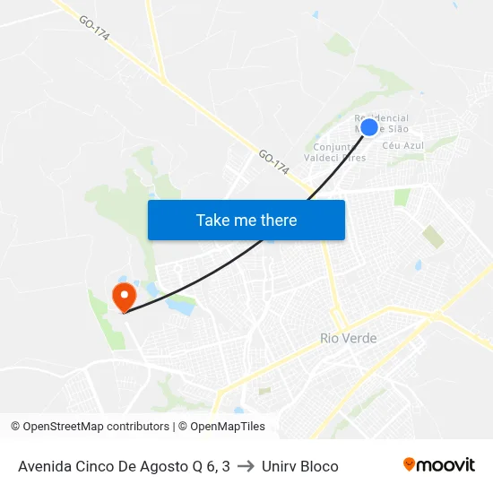 Avenida Cinco De Agosto Q 6, 3 to Unirv Bloco map