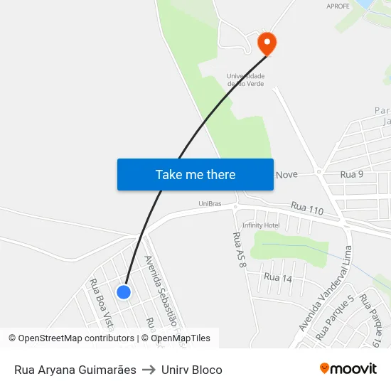 Rua Aryana Guimarães to Unirv Bloco map