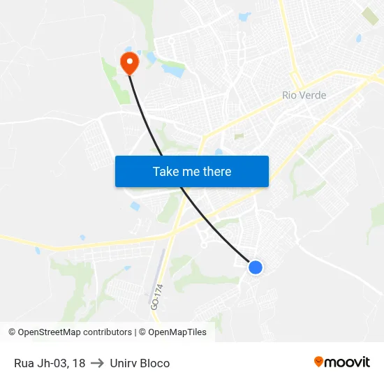 Rua Jh-03, 18 to Unirv Bloco map