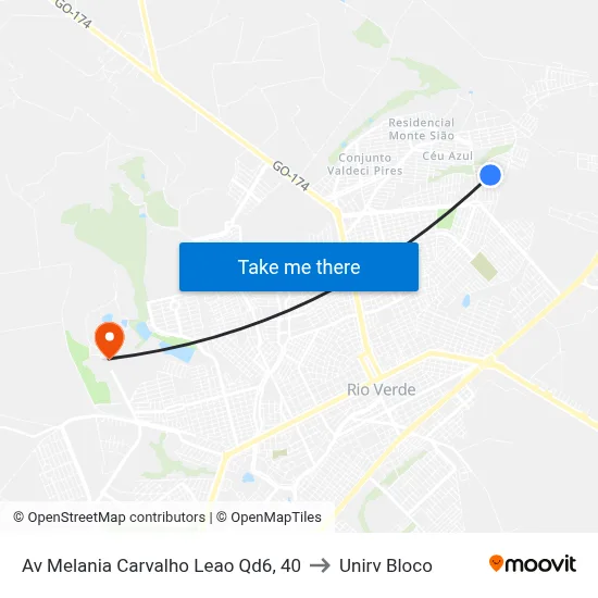 Av Melania Carvalho Leao Qd6, 40 to Unirv Bloco map