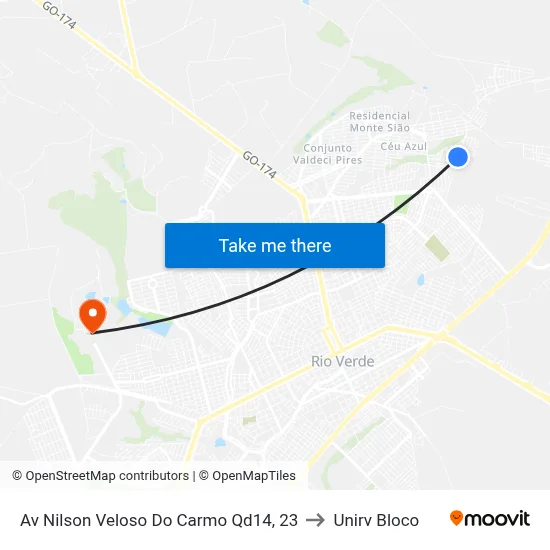 Av Nilson Veloso Do Carmo Qd14, 23 to Unirv Bloco map