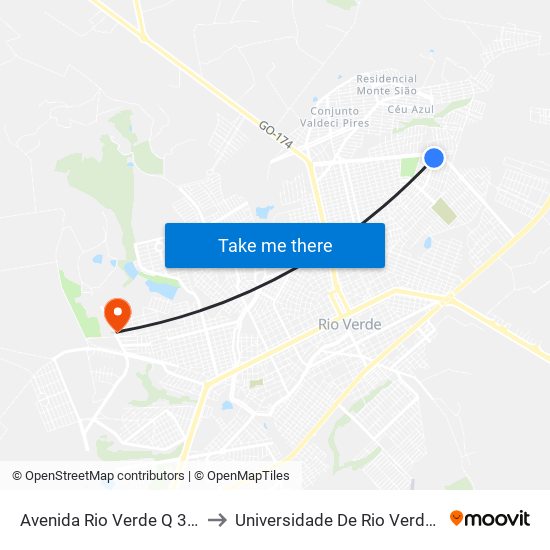 Avenida Rio Verde Q 39, 655 to Universidade De Rio Verde Bloco map