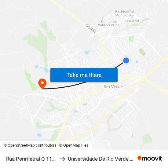 Rua Perimetral Q 11, 130 to Universidade De Rio Verde Bloco map