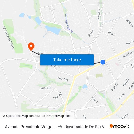 Avenida Presidente Vargas Q 13a, 123 to Universidade De Rio Verde Bloco map