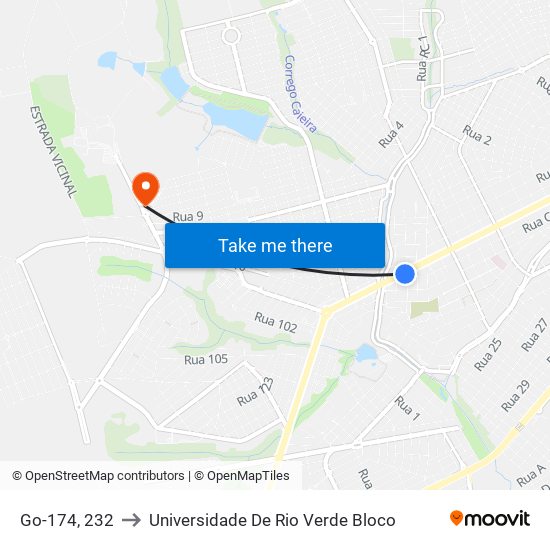 Go-174, 232 to Universidade De Rio Verde Bloco map