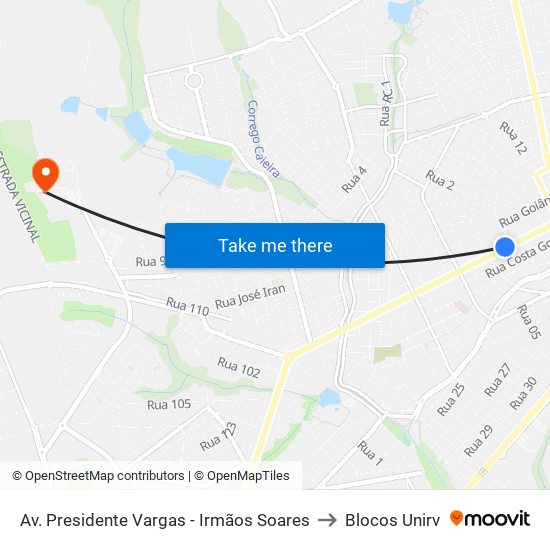 Av. Presidente Vargas - Irmãos Soares to Blocos Unirv map