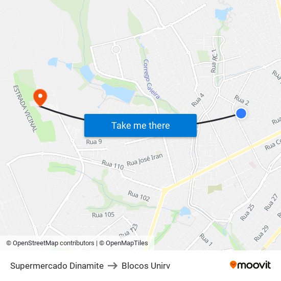 Supermercado Dinamite to Blocos Unirv map