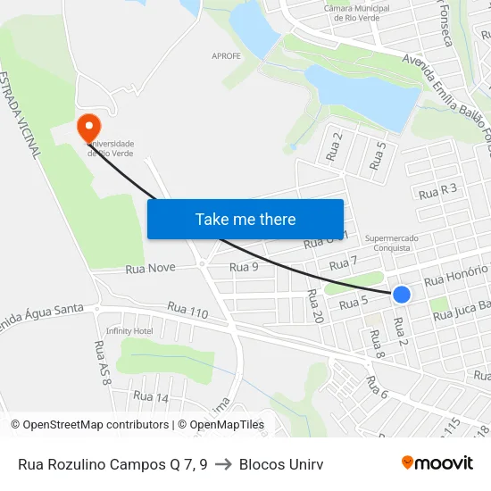 Rua Rozulino Campos Q 7, 9 to Blocos Unirv map