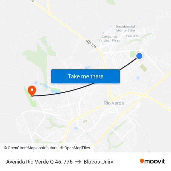 Avenida Rio Verde Q 46, 776 to Blocos Unirv map