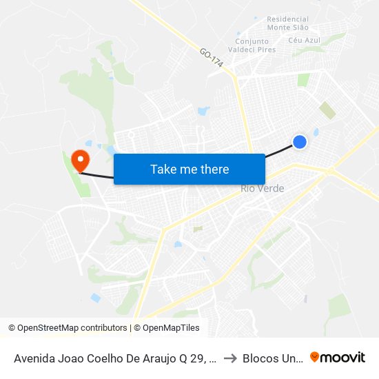 Avenida Joao Coelho De Araujo Q 29, 300 to Blocos Unirv map