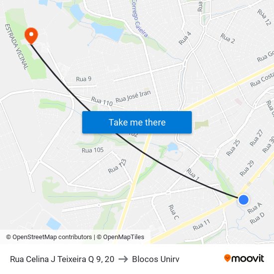 Rua Celina J Teixeira Q 9, 20 to Blocos Unirv map