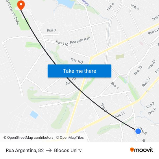 Rua Argentina, 82 to Blocos Unirv map