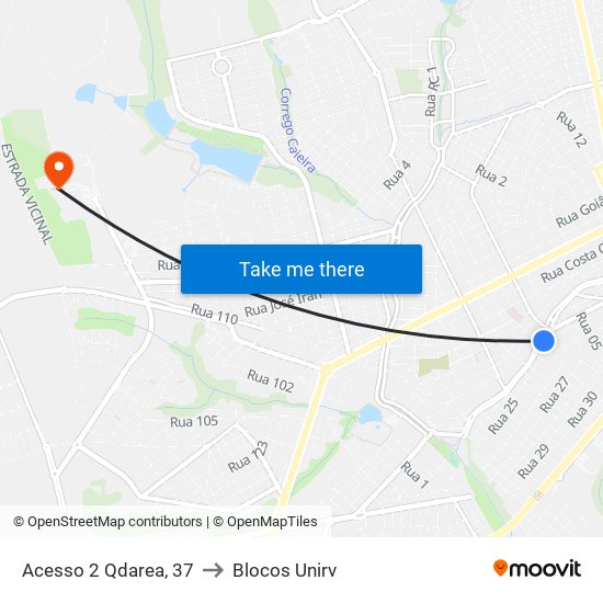Acesso 2 Qdarea, 37 to Blocos Unirv map