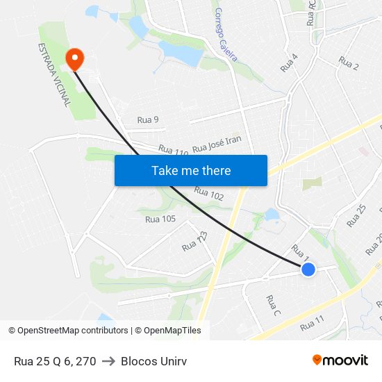 Rua 25 Q 6, 270 to Blocos Unirv map