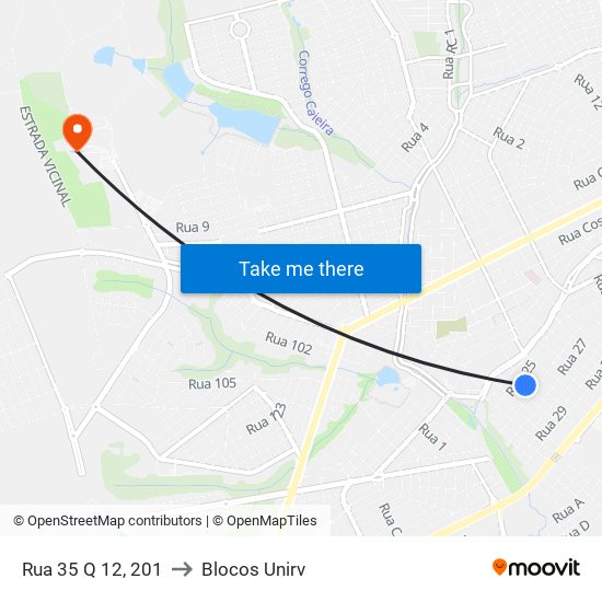 Rua 35 Q 12, 201 to Blocos Unirv map