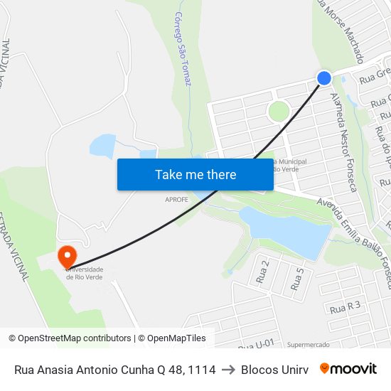 Rua Anasia Antonio Cunha Q 48, 1114 to Blocos Unirv map