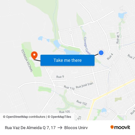 Rua Vaz De Almeida Q 7, 17 to Blocos Unirv map
