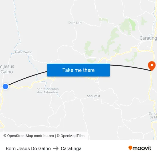 Bom Jesus Do Galho to Caratinga map