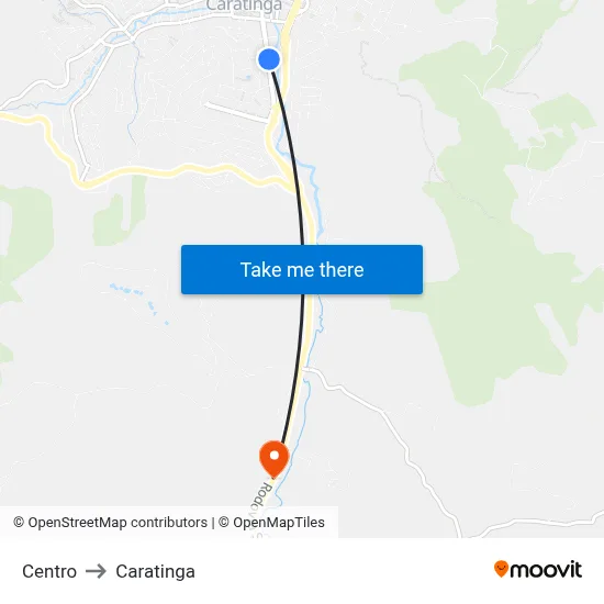 Centro to Caratinga map