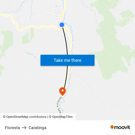 Floresta to Caratinga map
