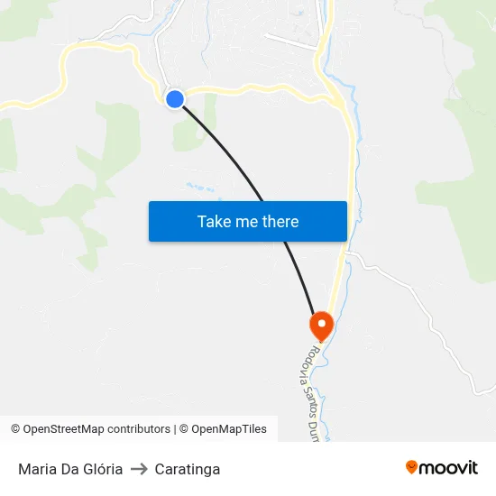 Maria Da Glória to Caratinga map