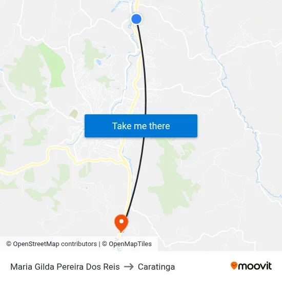 Maria Gilda Pereira Dos Reis to Caratinga map