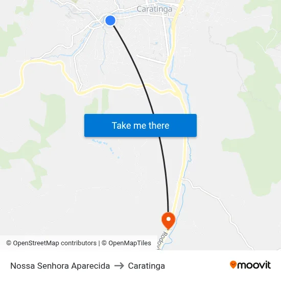 Nossa Senhora Aparecida to Caratinga map