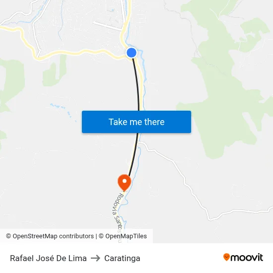 Rafael José De Lima to Caratinga map