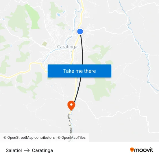 Salatiel to Caratinga map