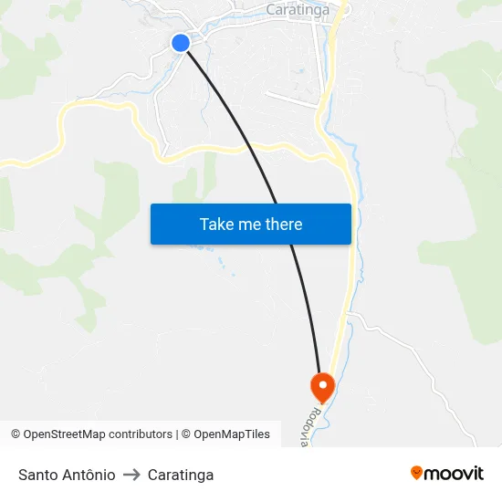 Santo Antônio to Caratinga map