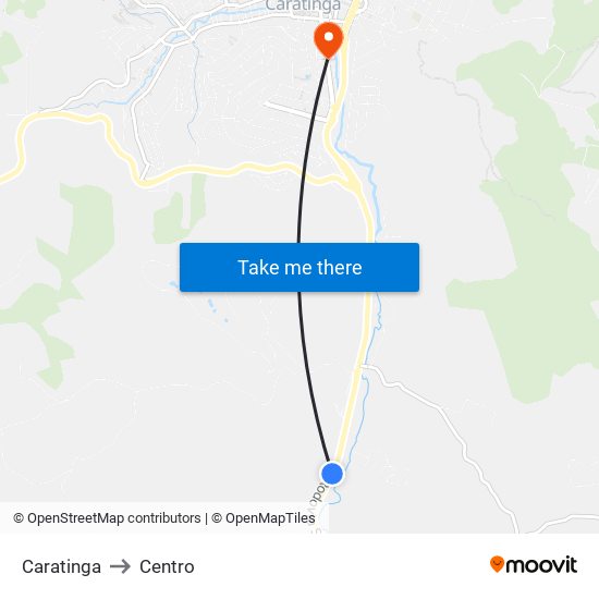 Caratinga to Centro map