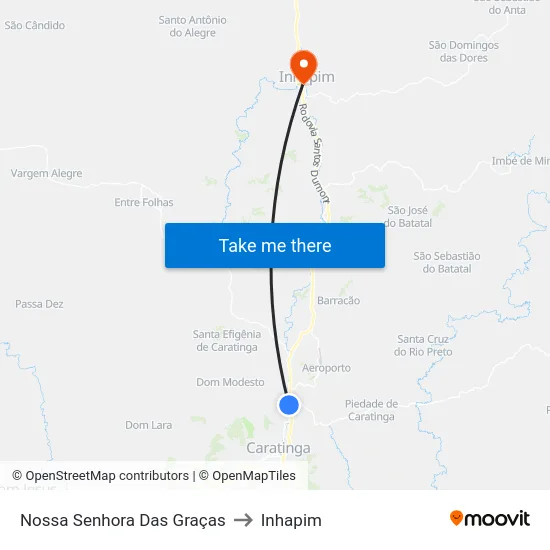 Nossa Senhora Das Graças to Inhapim map