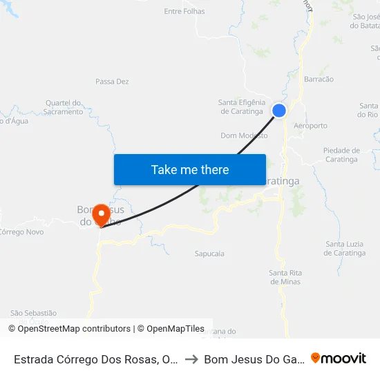 Estrada Córrego Dos Rosas, Oeste to Bom Jesus Do Galho map