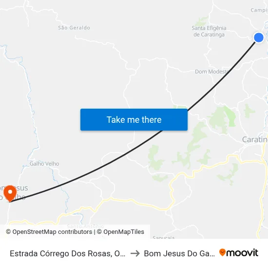 Estrada Córrego Dos Rosas, Oeste to Bom Jesus Do Galho map
