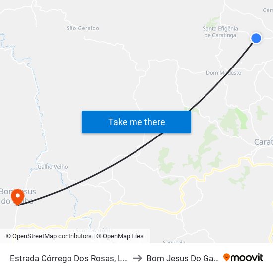 Estrada Córrego Dos Rosas, Leste to Bom Jesus Do Galho map