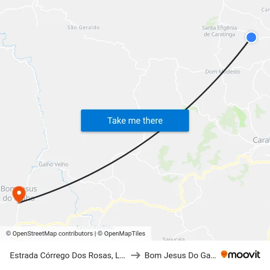 Estrada Córrego Dos Rosas, Leste to Bom Jesus Do Galho map