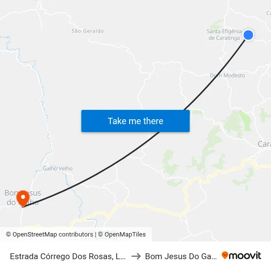 Estrada Córrego Dos Rosas, Leste to Bom Jesus Do Galho map