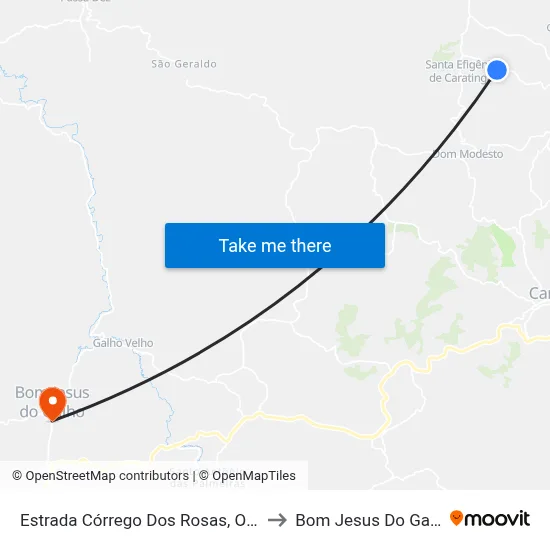 Estrada Córrego Dos Rosas, Oeste to Bom Jesus Do Galho map