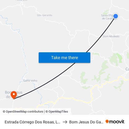 Estrada Córrego Dos Rosas, Leste to Bom Jesus Do Galho map