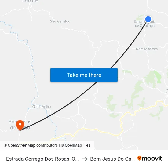 Estrada Córrego Dos Rosas, Oeste to Bom Jesus Do Galho map