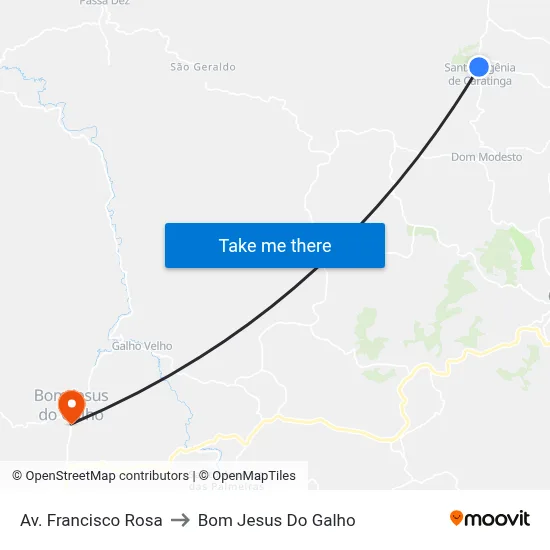 Av. Francisco Rosa to Bom Jesus Do Galho map