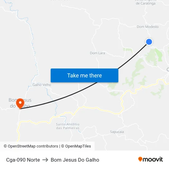 Cga-090 Norte to Bom Jesus Do Galho map