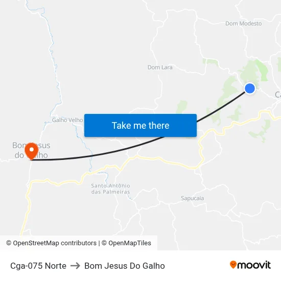 Cga-075 Norte to Bom Jesus Do Galho map